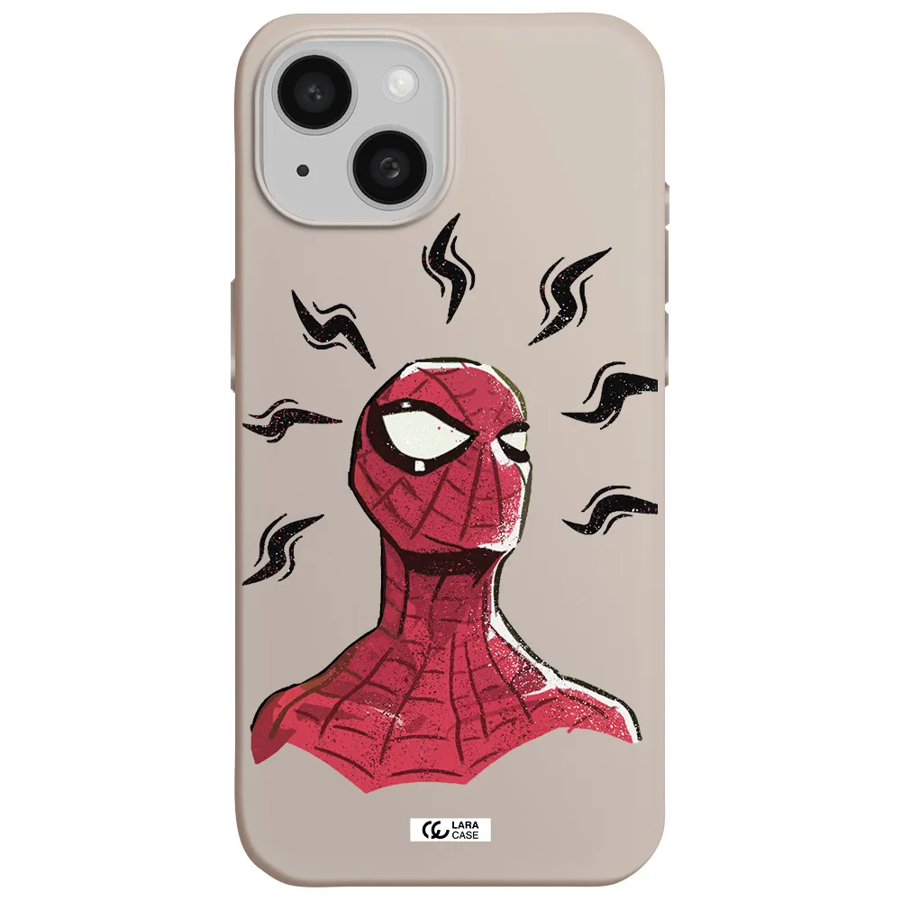 a cartoon of a red spider man Apple iPhone 15 Silicone Stone Case