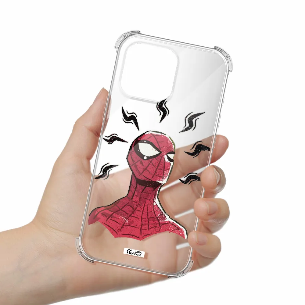 A Cartoon Of A Red Spider Man Apple Iphone 16 Pro Max Clear Pc Case