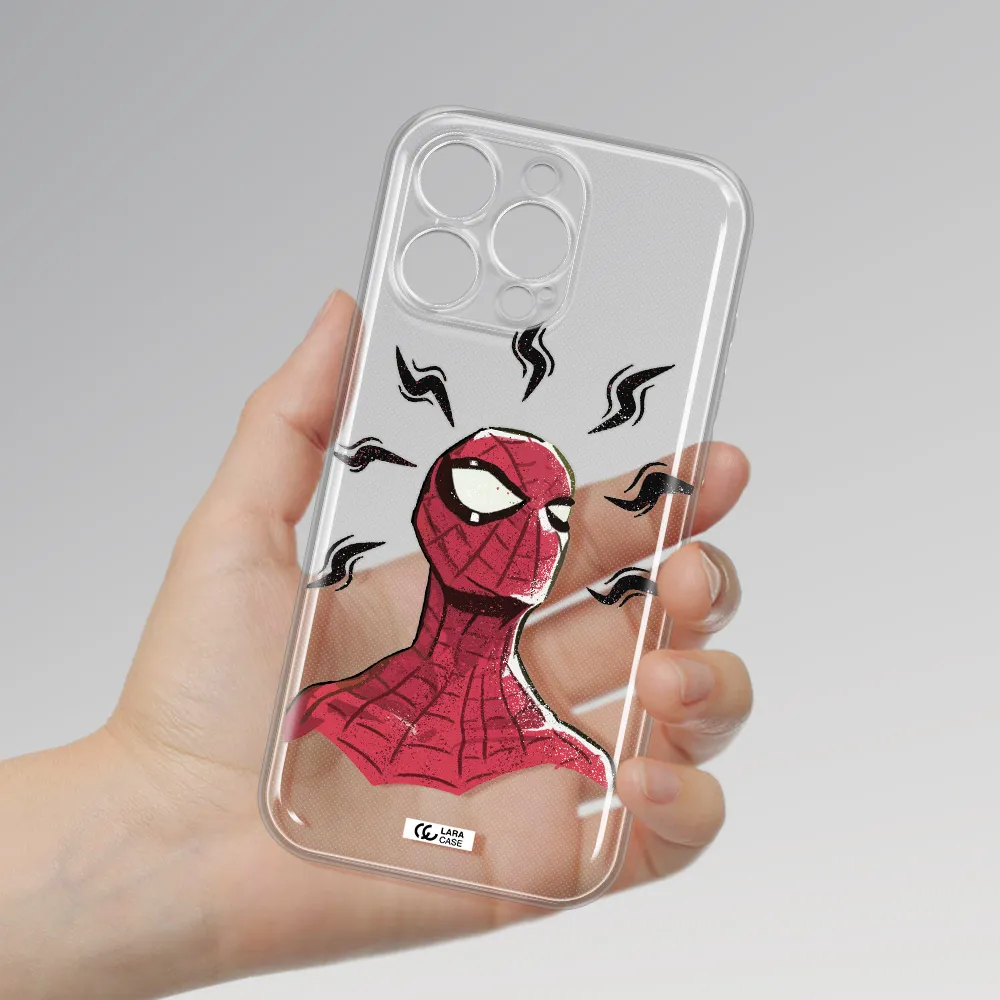 A Cartoon Of A Red Spider Man Apple Iphone 16 Pro Max Clear Tpu Case
