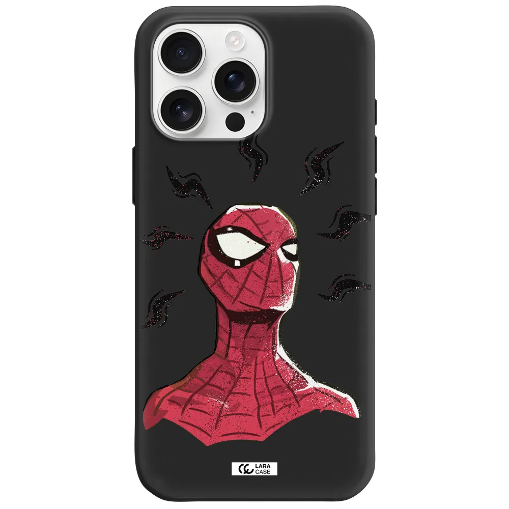 A Cartoon Of A Red Spider Man Apple Iphone 16 Pro Max Silicone Black Case