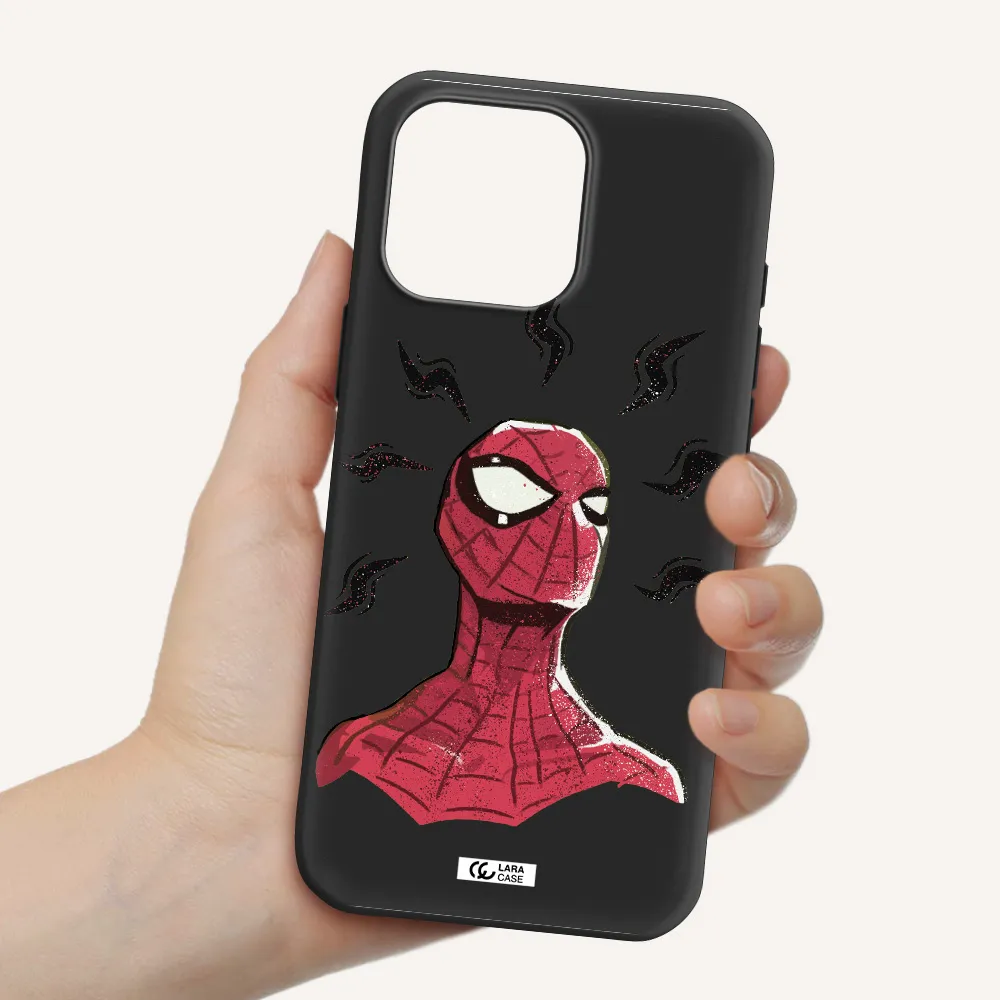 A Cartoon Of A Red Spider Man Apple Iphone 16 Pro Max Silicone Black Case