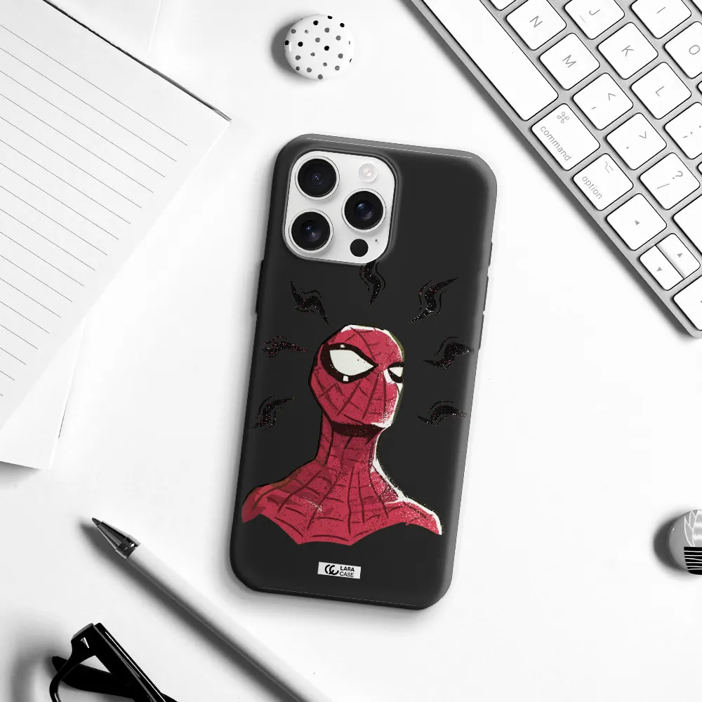 A Cartoon Of A Red Spider Man Apple Iphone 16 Pro Max Silicone Black Case