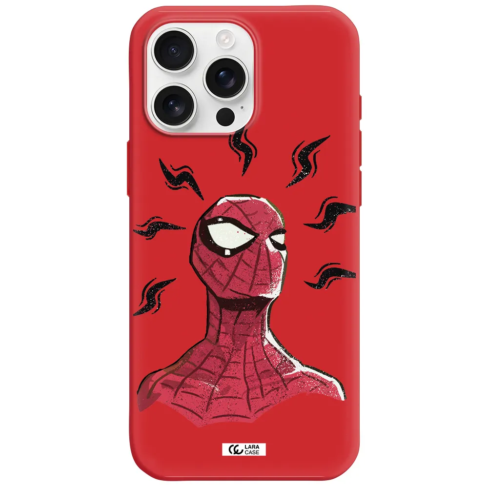 A Cartoon Of A Red Spider Man Apple Iphone 16 Pro Max Silicone Imperial Red Case