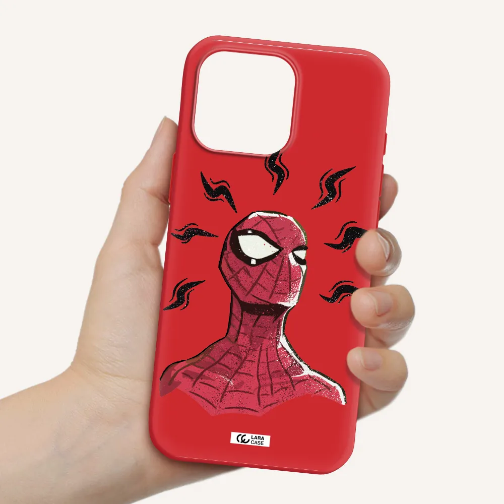 A Cartoon Of A Red Spider Man Apple Iphone 16 Pro Max Silicone Imperial Red Case