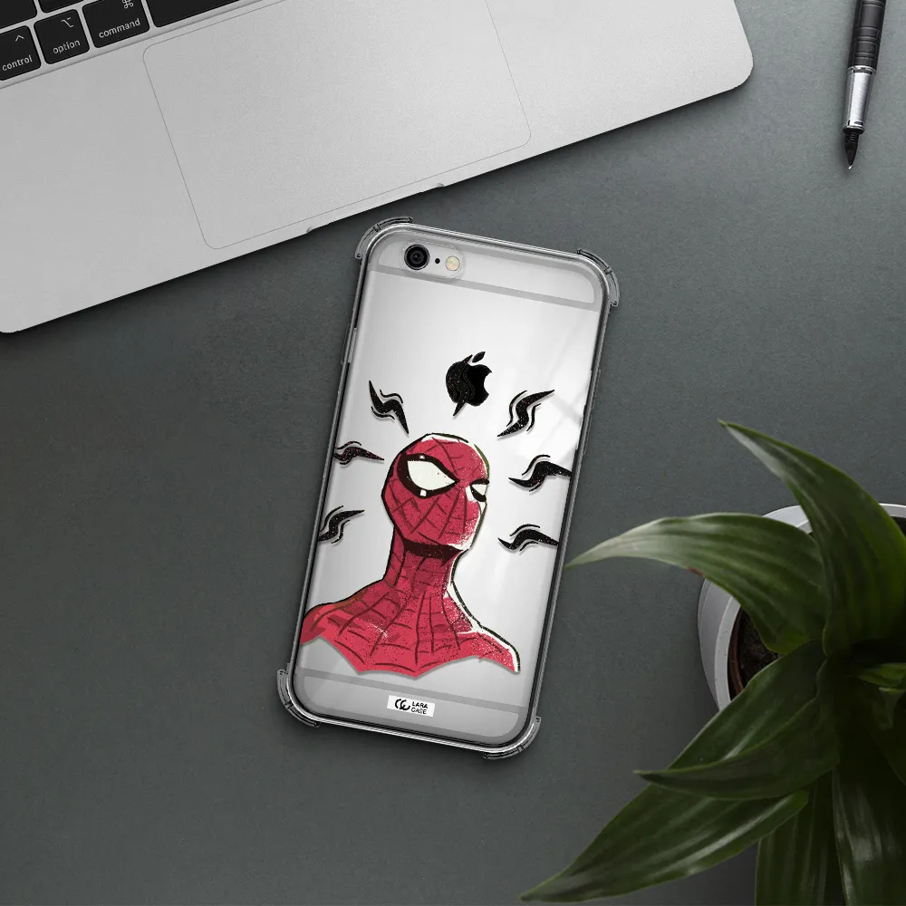 a cartoon of a red spider man Apple iPhone 6 Clear PC Case
