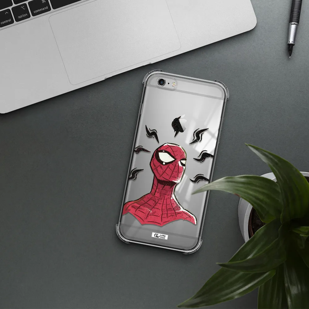 a cartoon of a red spider man Apple iPhone 6 plus Clear PC Case