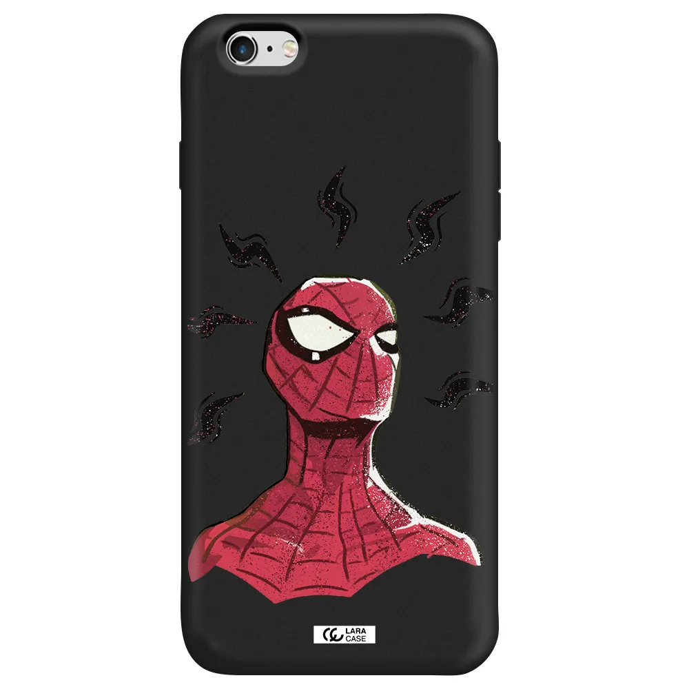 a cartoon of a red spider man Apple iPhone 6 plus Silicone black Case