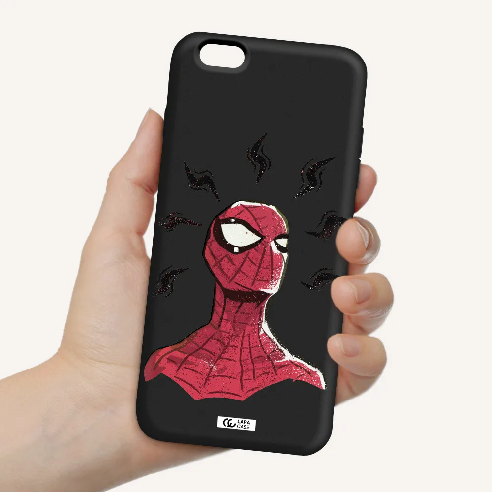 a cartoon of a red spider man Apple iPhone 6 plus Silicone black Case