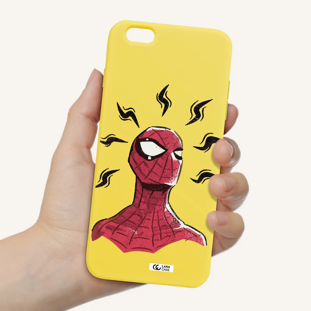 a cartoon of a red spider man Apple iPhone 6 s plus Silicone canary yellow Case
