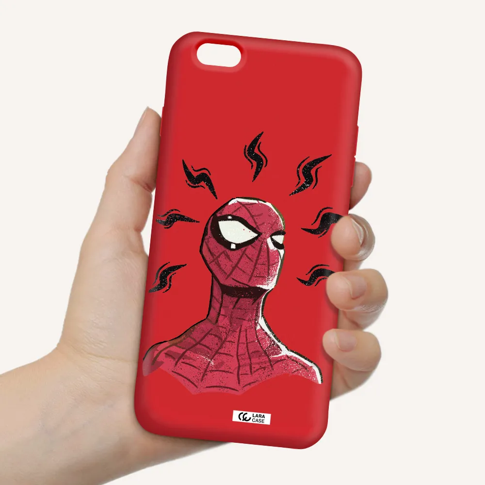 a cartoon of a red spider man Apple iPhone 6 s plus Silicone Imperial Red Case