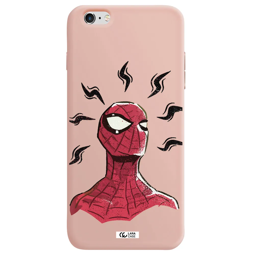 a cartoon of a red spider man Apple iPhone 6 s plus Silicone pastel pink Case