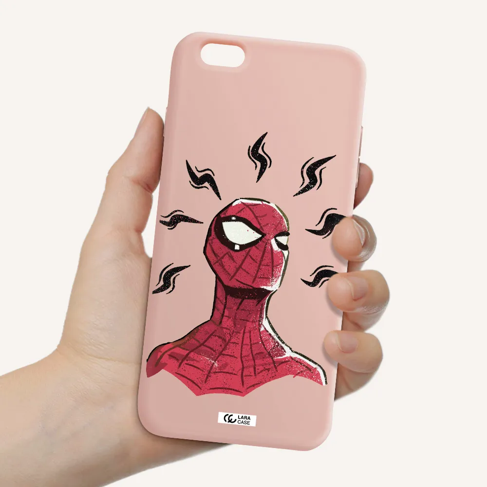 a cartoon of a red spider man Apple iPhone 6 s plus Silicone pastel pink Case