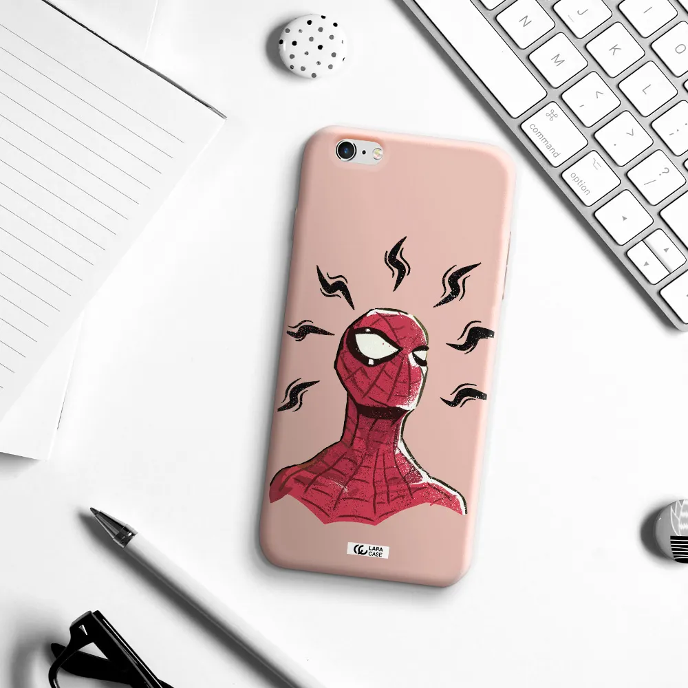 a cartoon of a red spider man Apple iPhone 6 s plus Silicone pastel pink Case