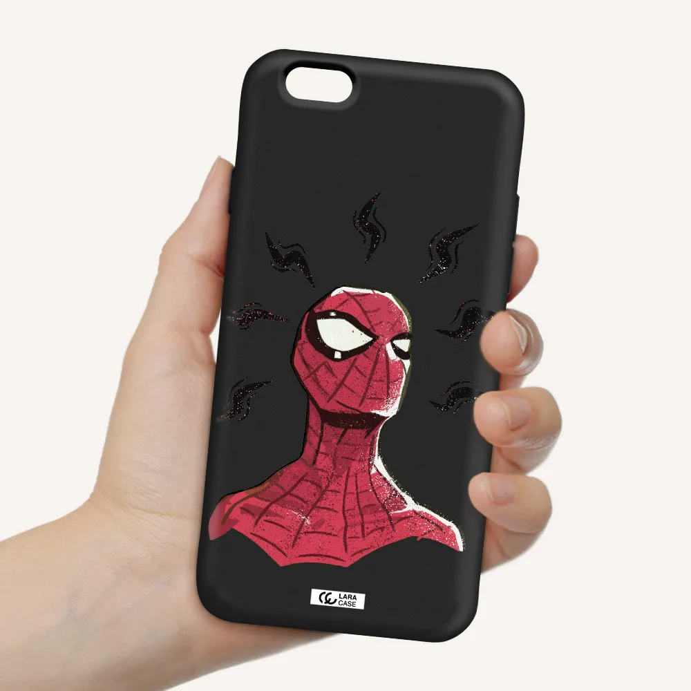 a cartoon of a red spider man Apple iPhone 6 Silicone black Case