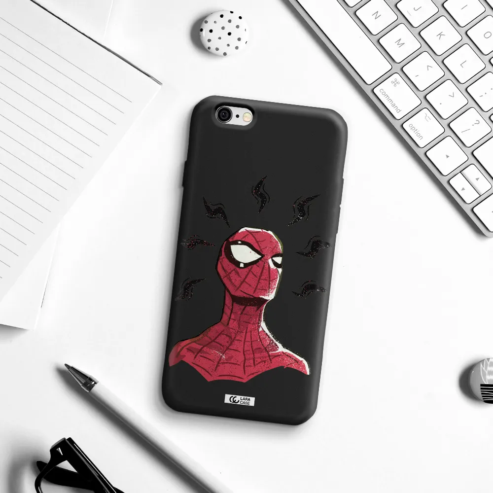a cartoon of a red spider man Apple iPhone 6 Silicone black Case
