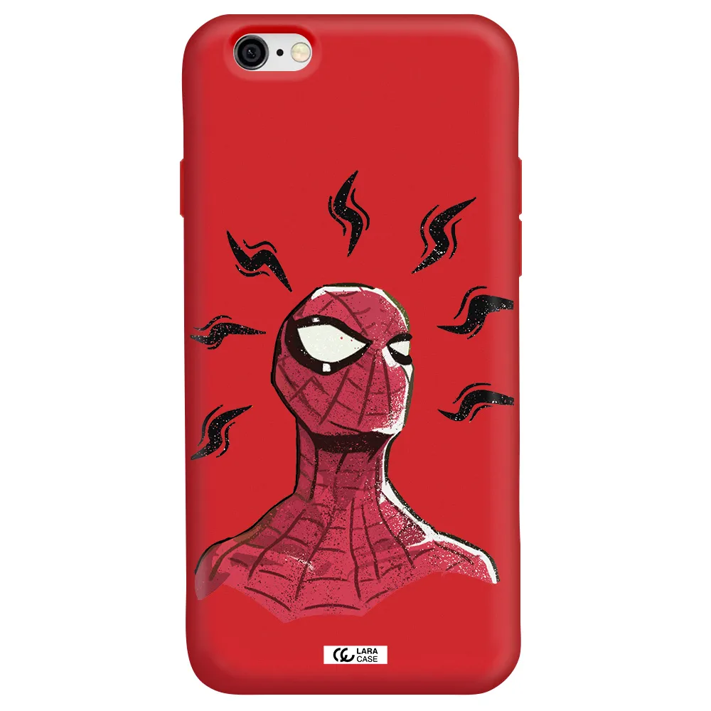 a cartoon of a red spider man Apple iPhone 6 Silicone Imperial Red Case