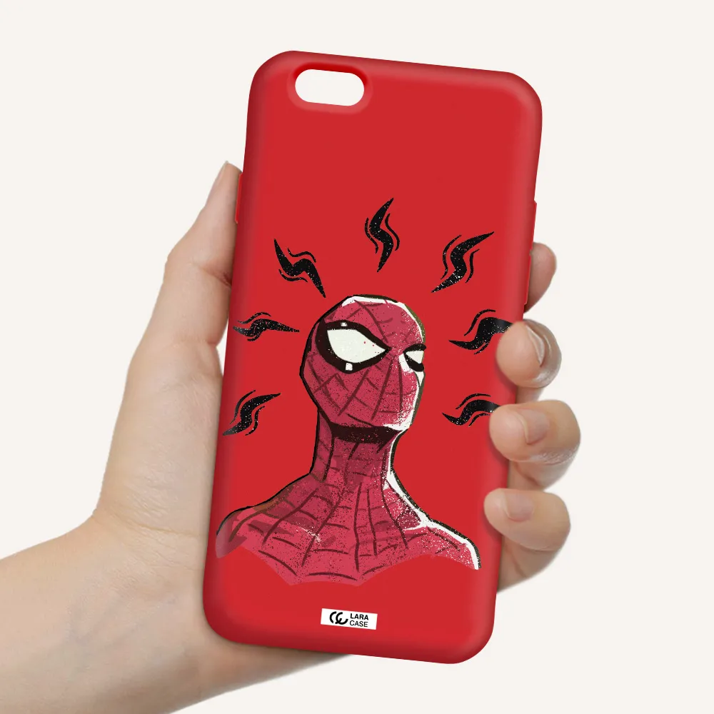 a cartoon of a red spider man Apple iPhone 6 Silicone Imperial Red Case