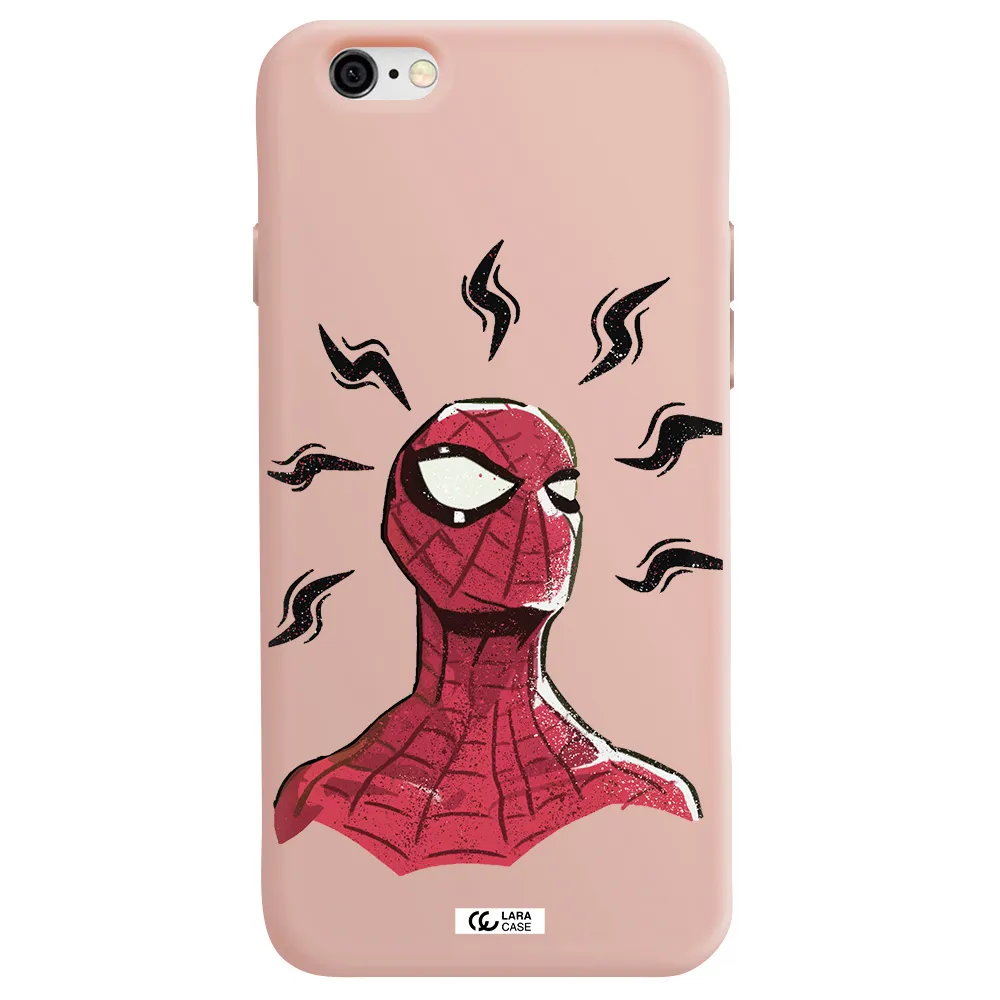 a cartoon of a red spider man Apple iPhone 6 Silicone pastel pink Case