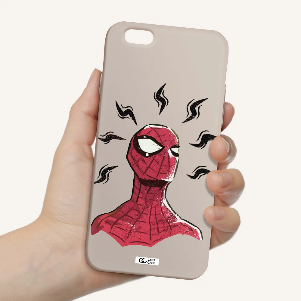 a cartoon of a red spider man Apple iPhone 6 Silicone Stone Case