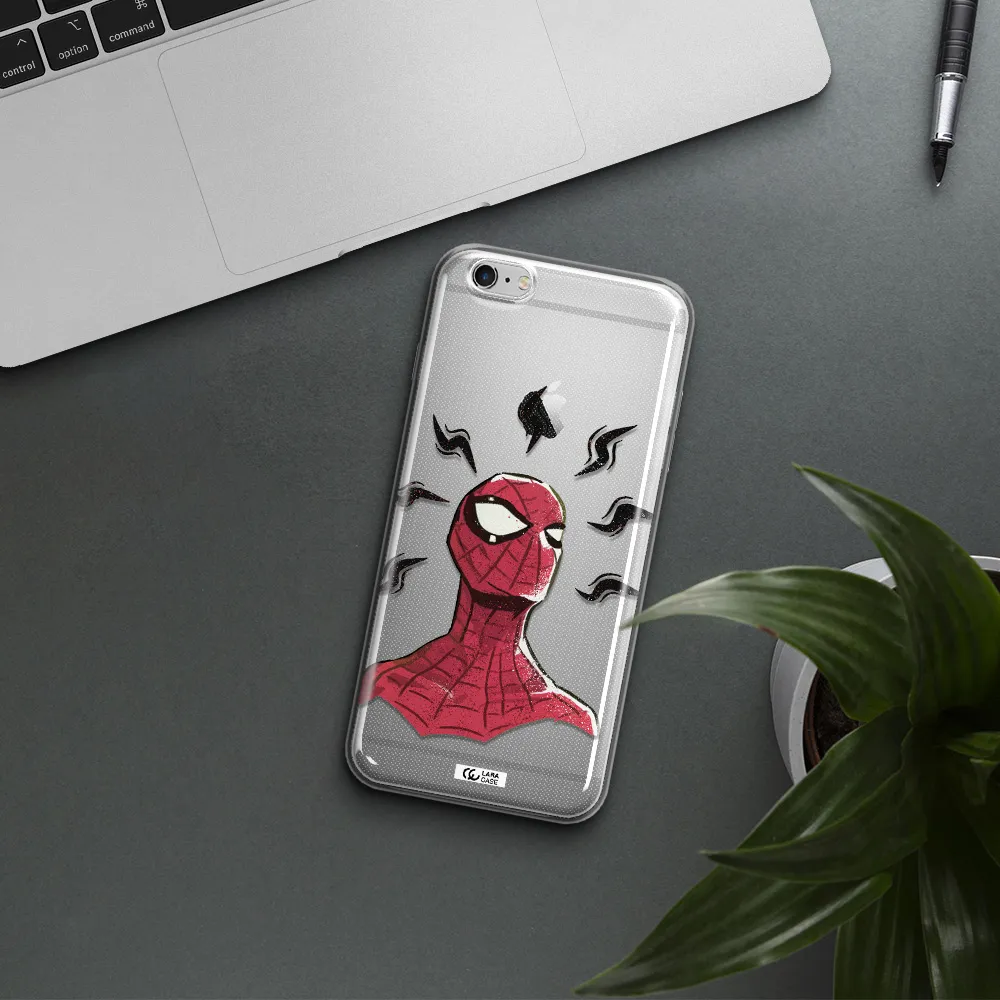 a cartoon of a red spider man Apple iPhone 6S Clear TPU Case