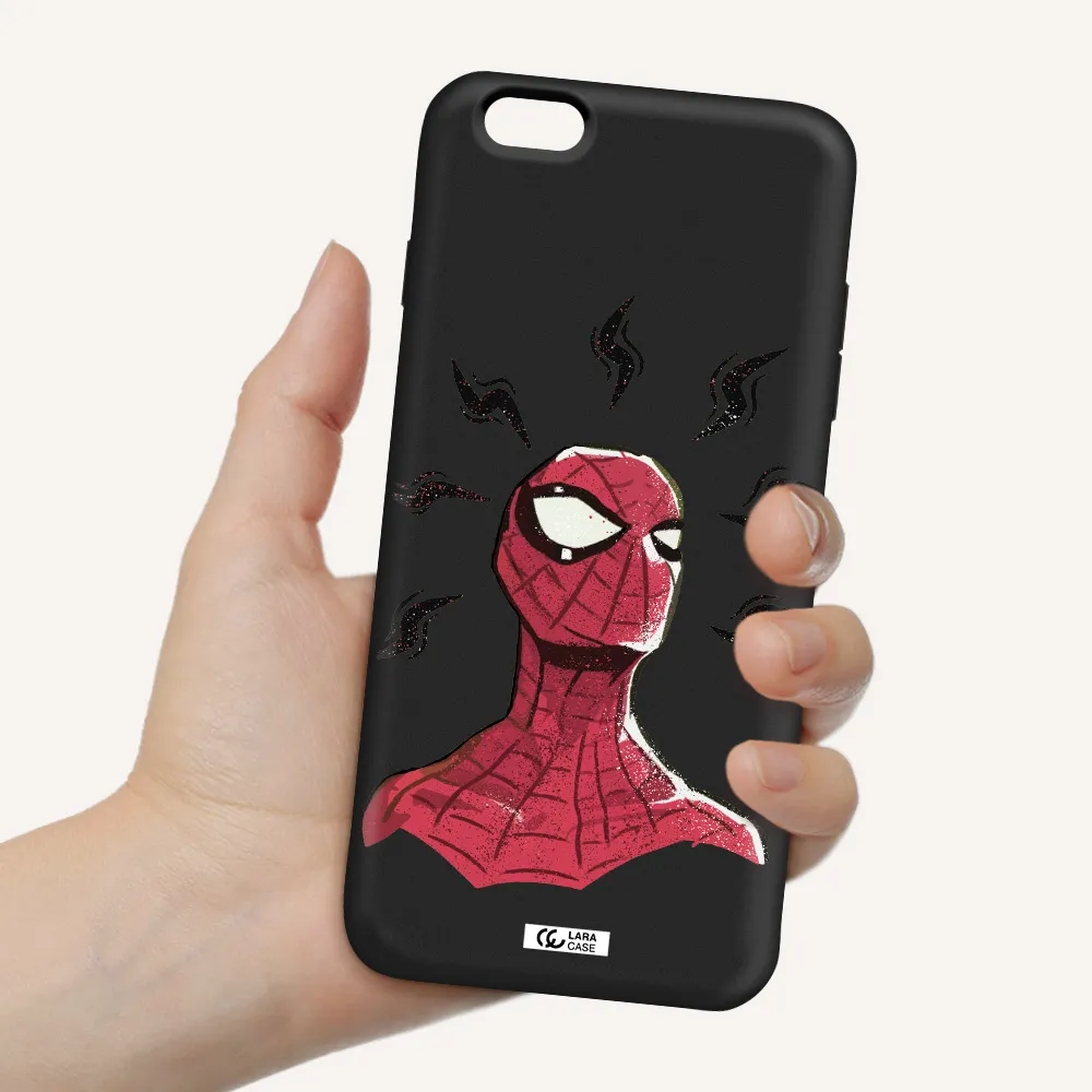 a cartoon of a red spider man Apple iPhone 6S Silicone black Case