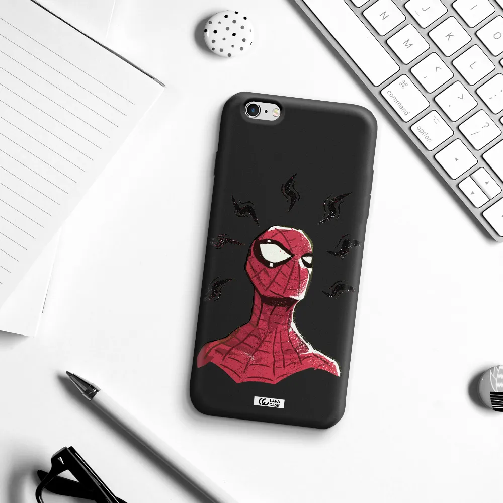 a cartoon of a red spider man Apple iPhone 6S Silicone black Case
