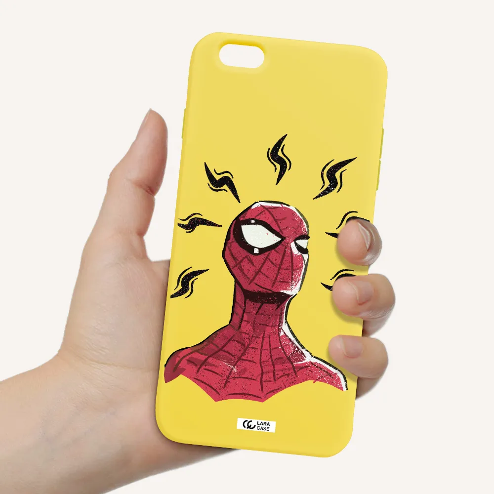 a cartoon of a red spider man Apple iPhone 6S Silicone canary yellow Case