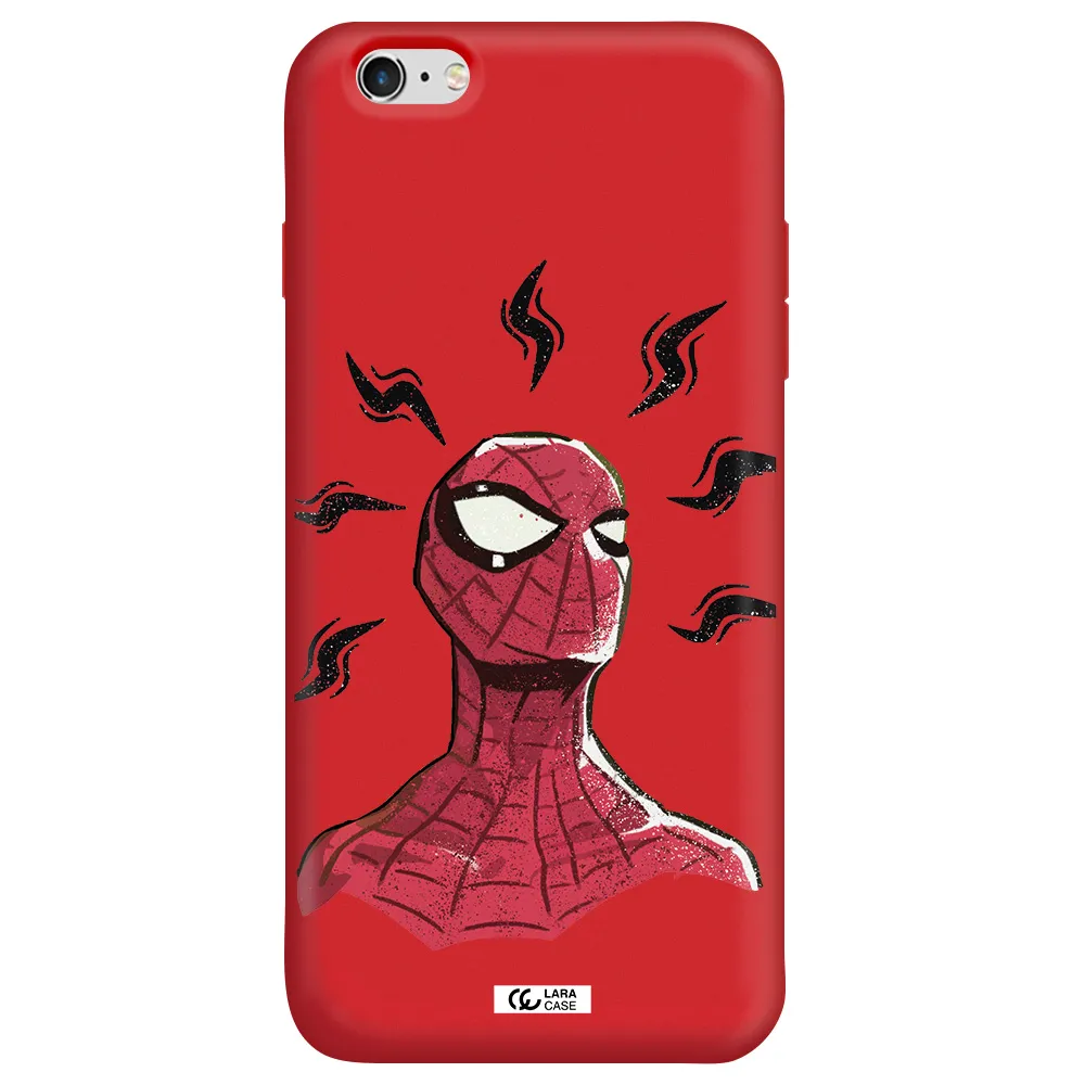 a cartoon of a red spider man Apple iPhone 6S Silicone Imperial Red Case