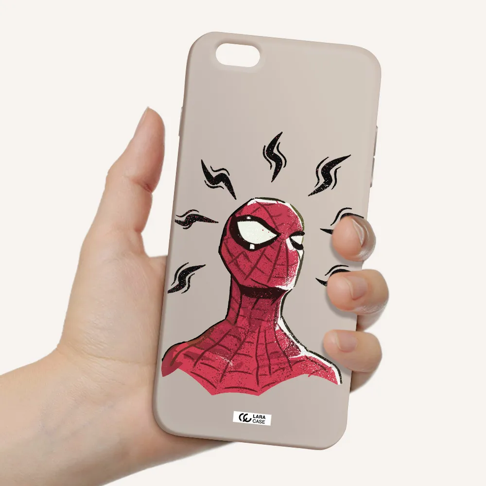 a cartoon of a red spider man Apple iPhone 6S Silicone Stone Case