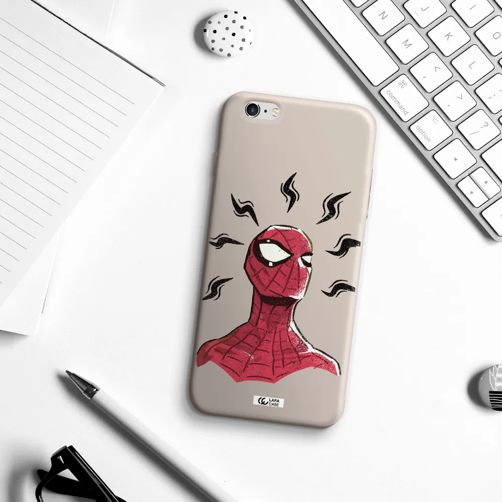a cartoon of a red spider man Apple iPhone 6S Silicone Stone Case