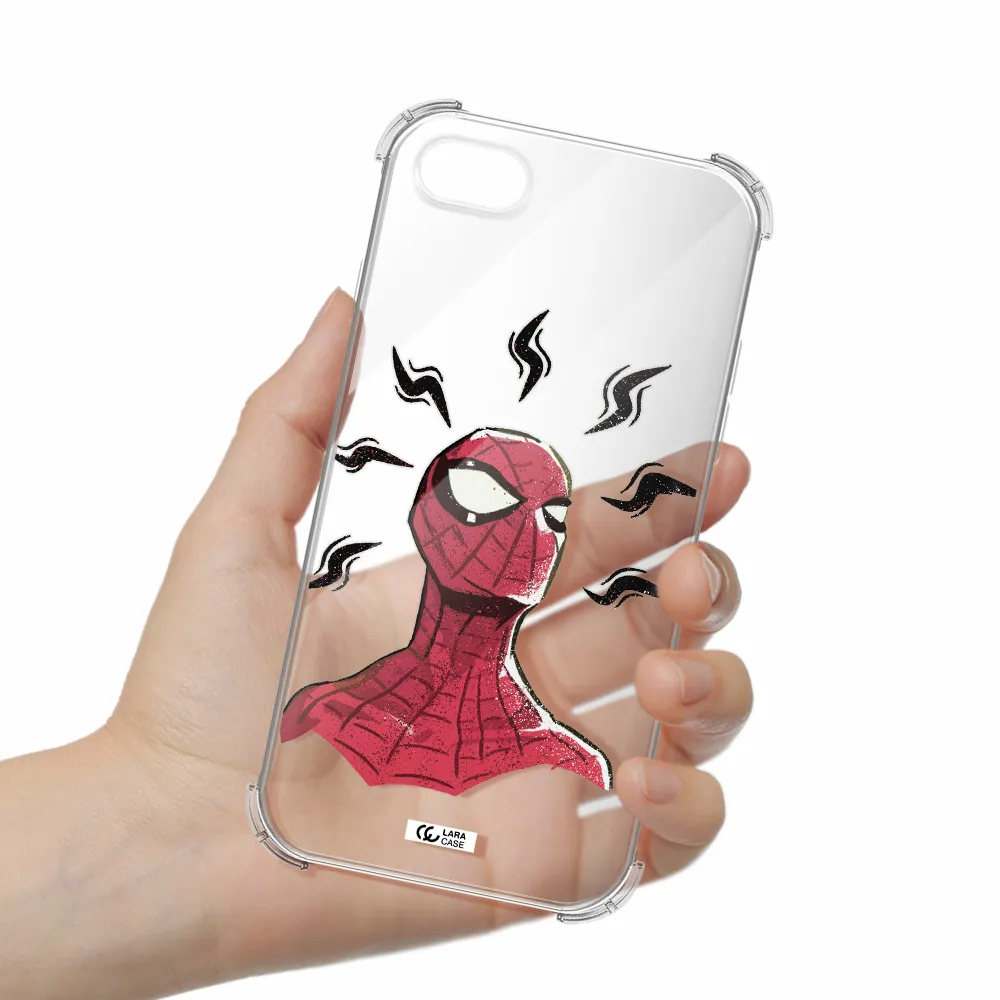 a cartoon of a red spider man Apple iPhone 7 Clear PC Case