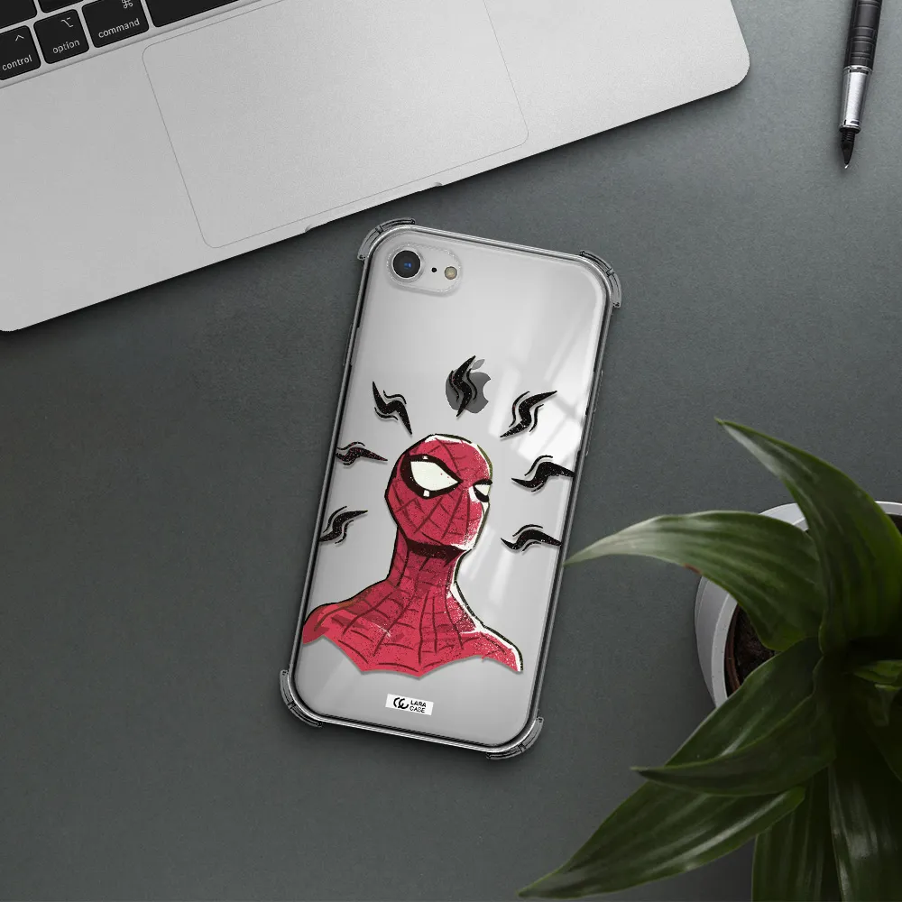 a cartoon of a red spider man Apple iPhone 7 Clear PC Case