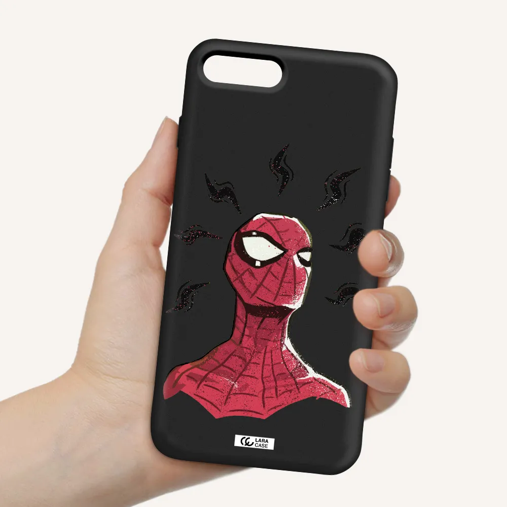 a cartoon of a red spider man Apple iPhone 7 plus Silicone black Case