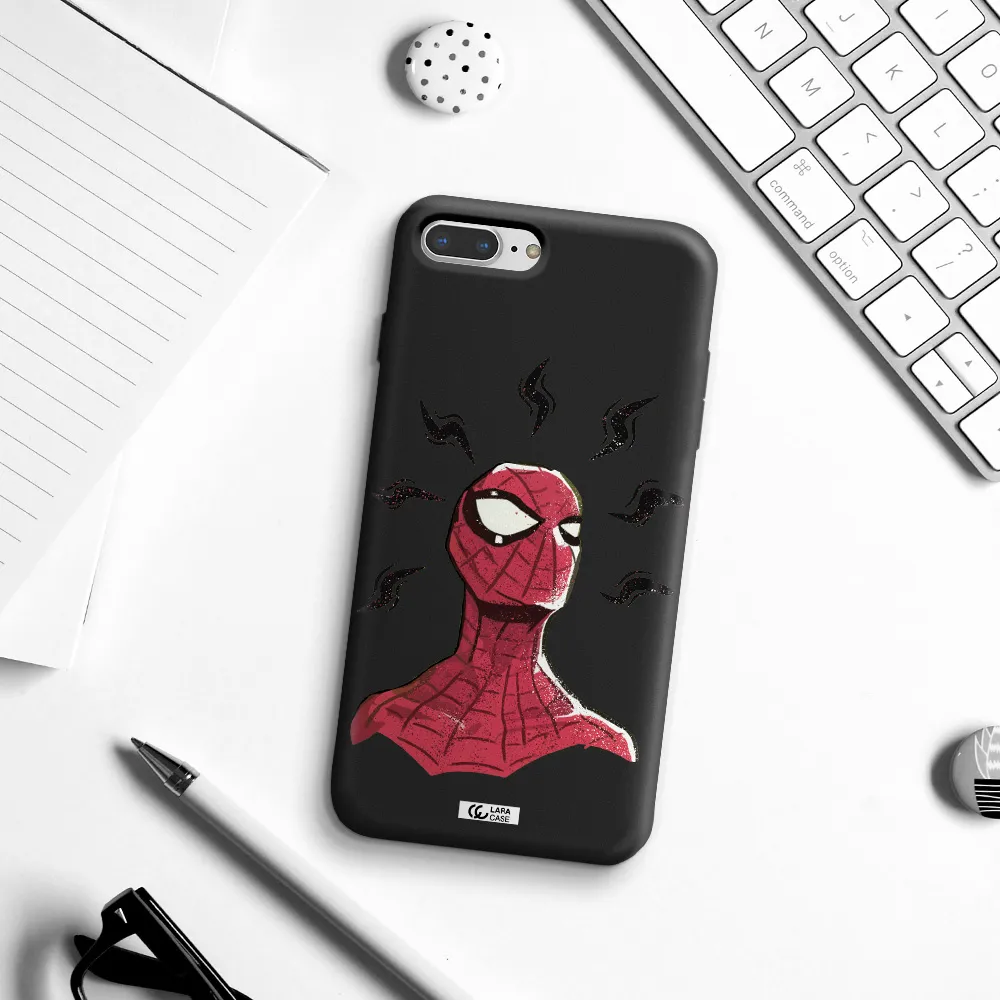 a cartoon of a red spider man Apple iPhone 7 plus Silicone black Case