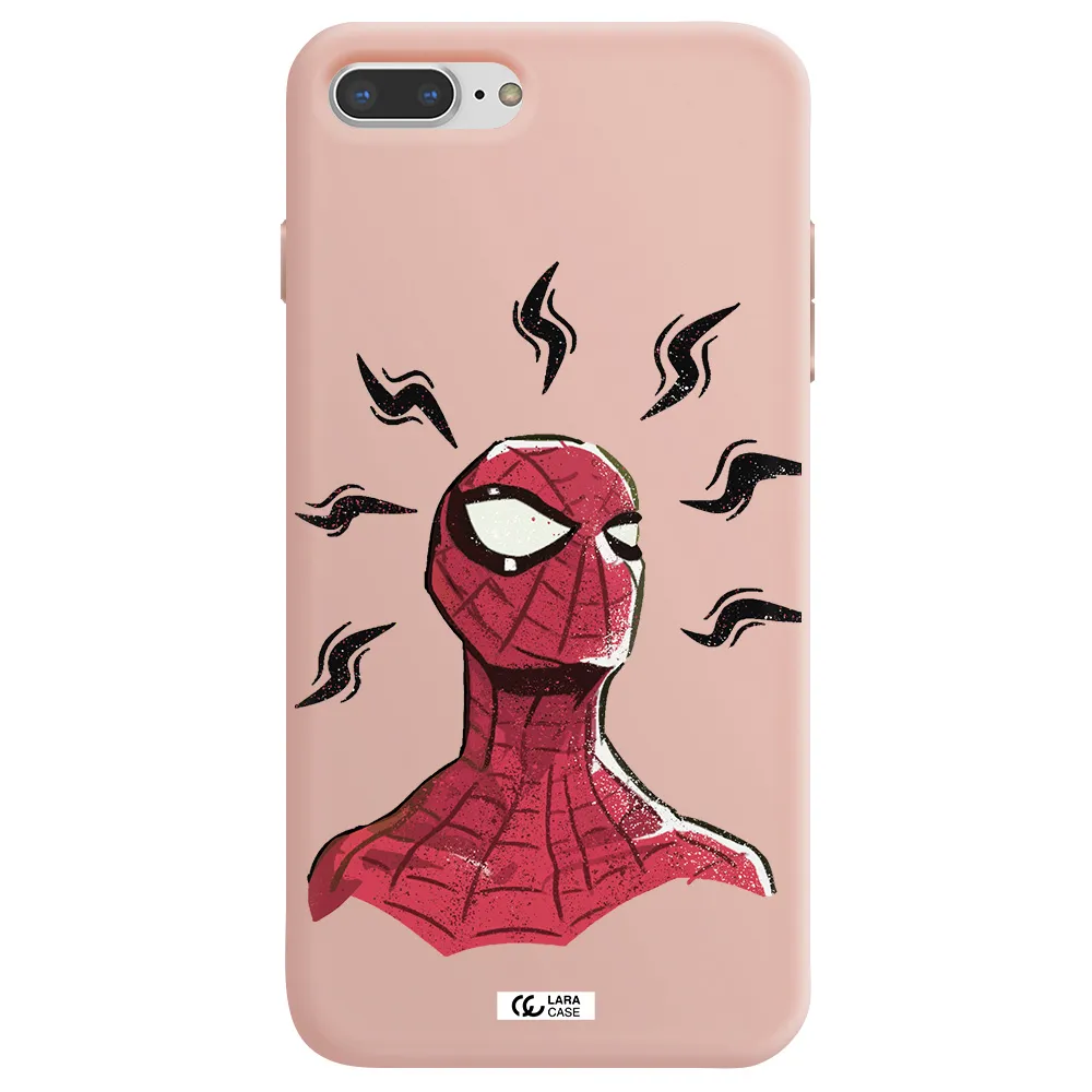 a cartoon of a red spider man Apple iPhone 7 plus Silicone pastel pink Case