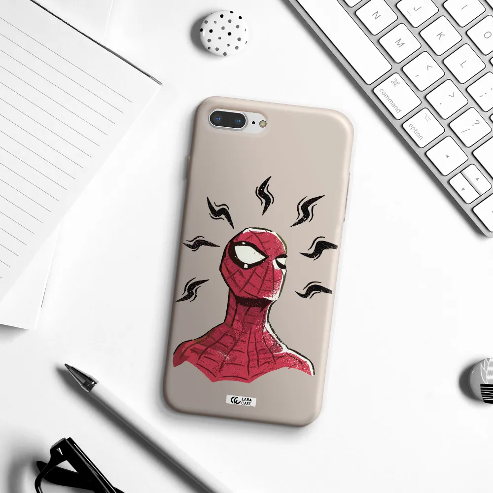 a cartoon of a red spider man Apple iPhone 7 plus Silicone Stone Case