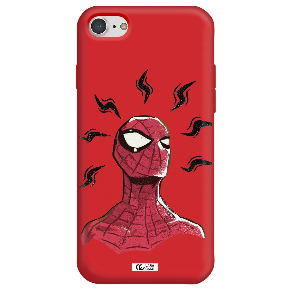 a cartoon of a red spider man Apple iPhone 7 Silicone Imperial Red Case