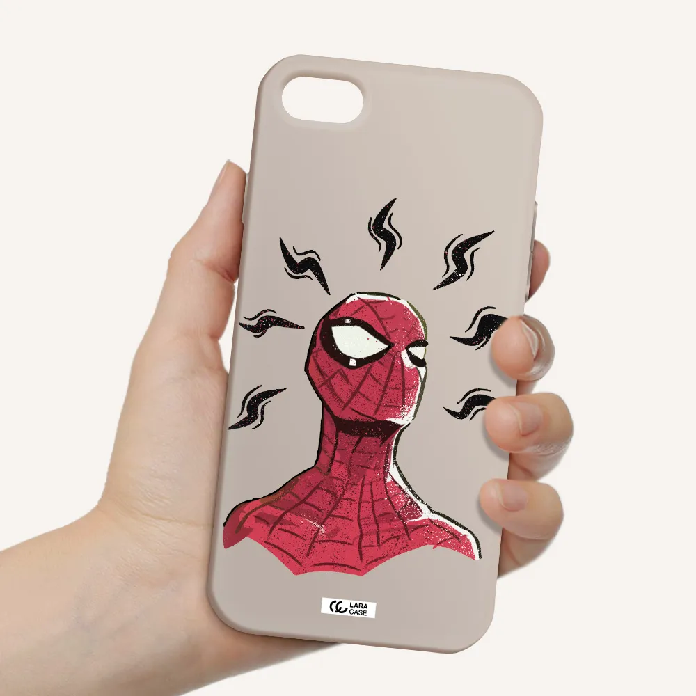 a cartoon of a red spider man Apple iPhone 7 Silicone Stone Case