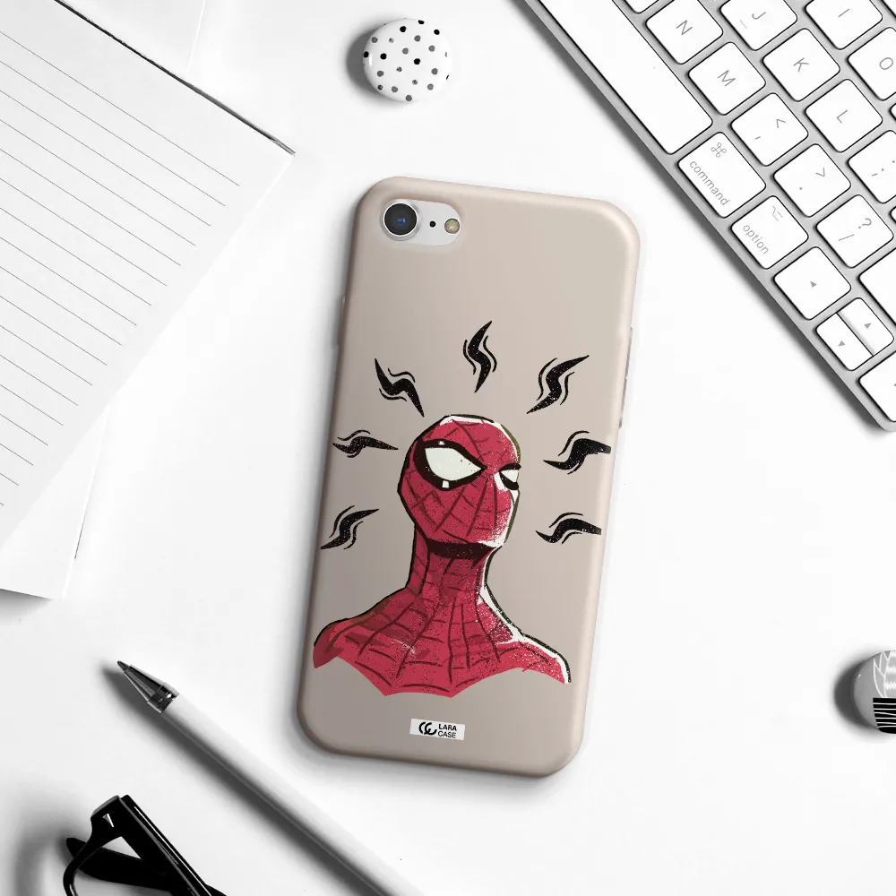 a cartoon of a red spider man Apple iPhone 7 Silicone Stone Case