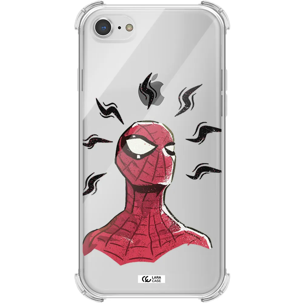 a cartoon of a red spider man Apple iPhone 8 Clear PC Case