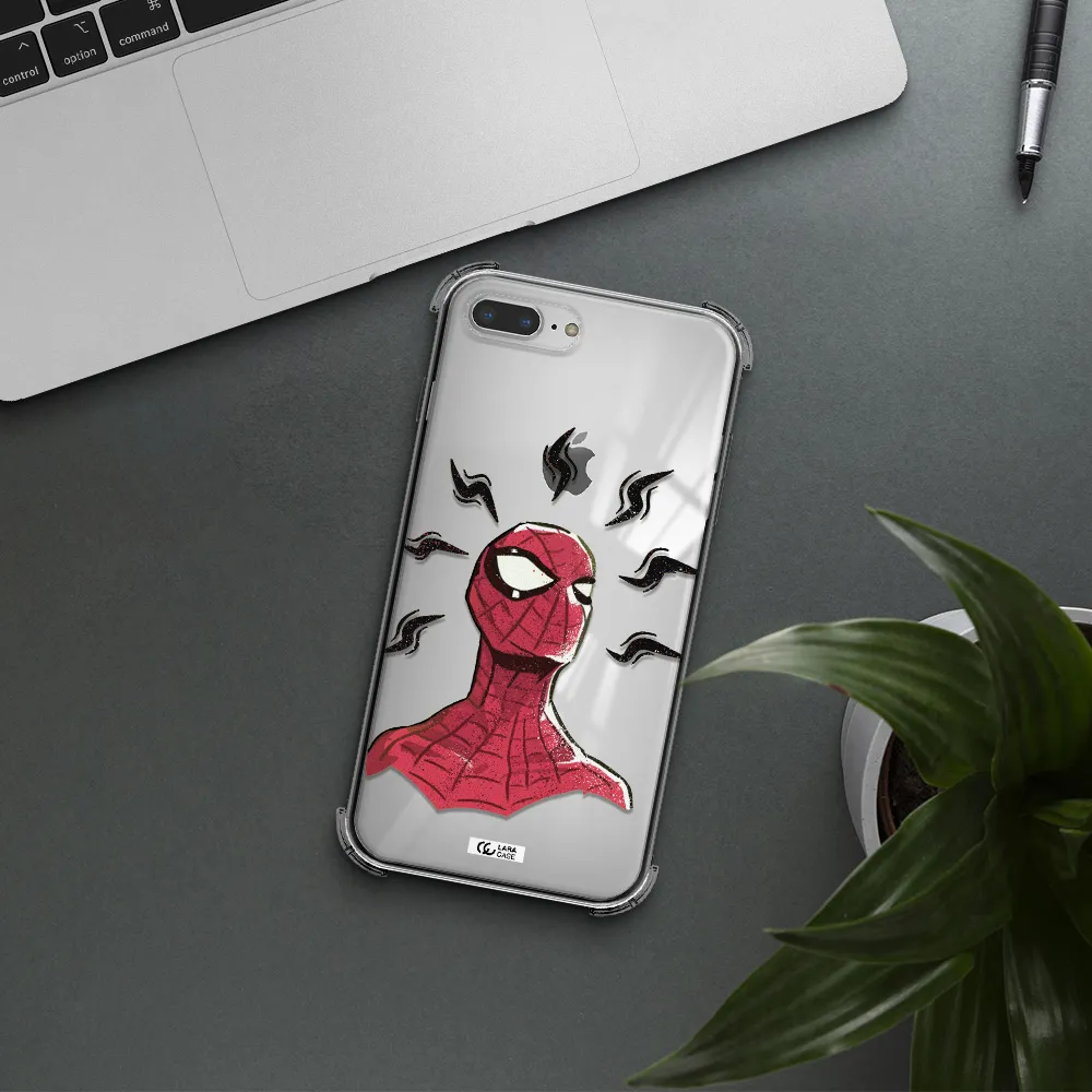 a cartoon of a red spider man Apple iPhone 8 plus Clear PC Case