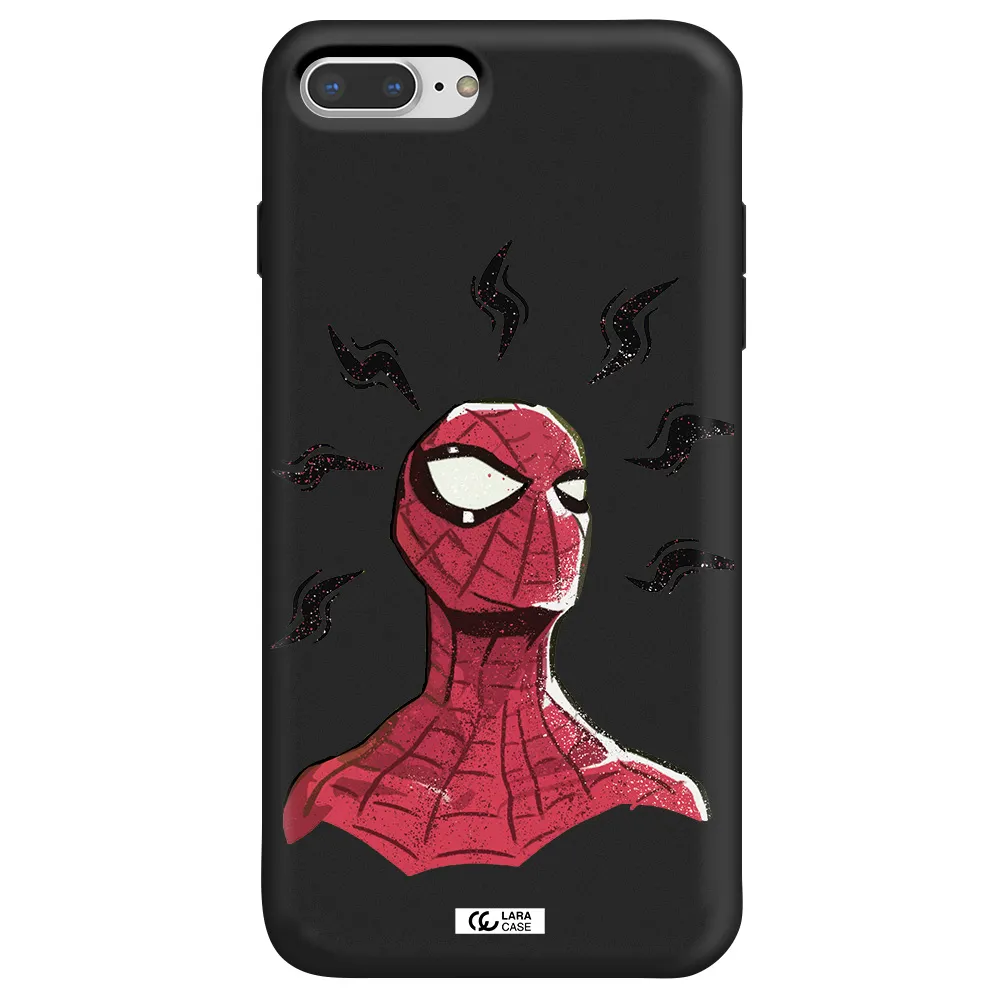 a cartoon of a red spider man Apple iPhone 8 plus Silicone black Case