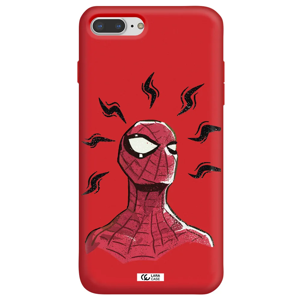 a cartoon of a red spider man Apple iPhone 8 plus Silicone Imperial Red Case