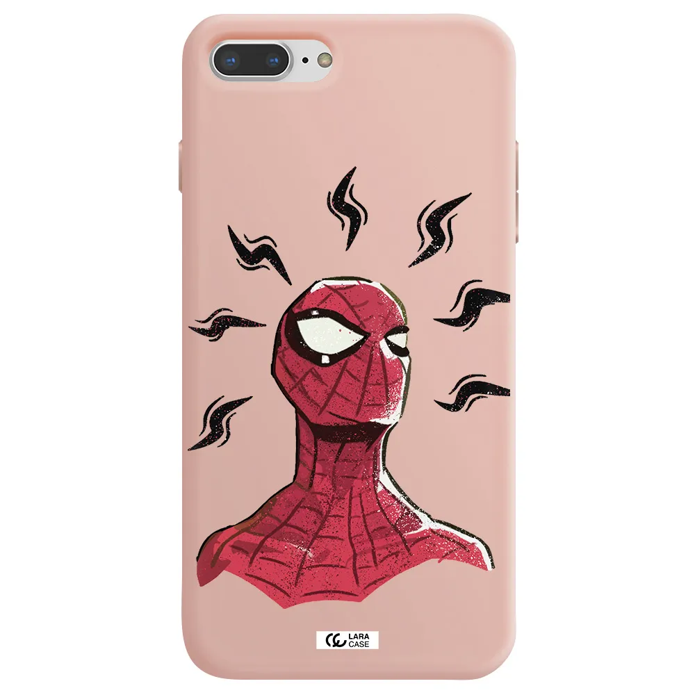 a cartoon of a red spider man Apple iPhone 8 plus Silicone pastel pink Case
