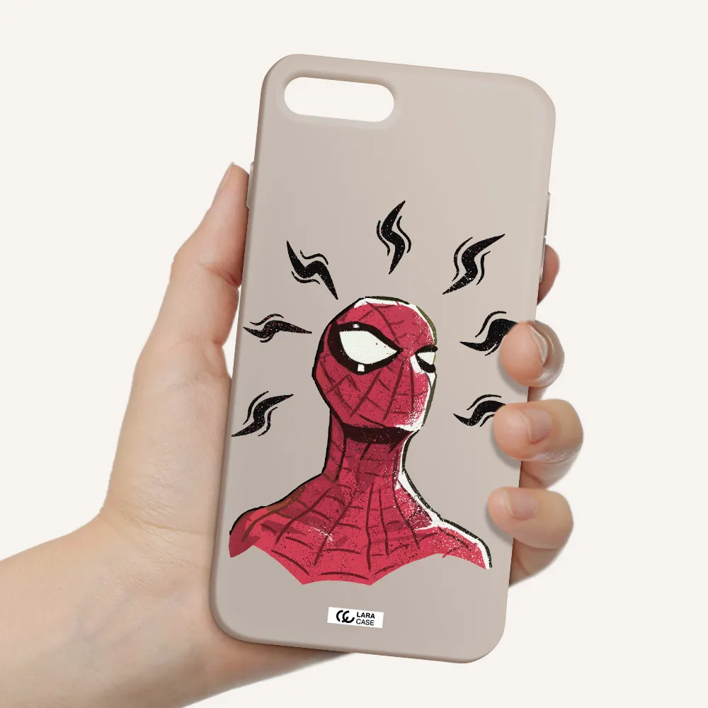 a cartoon of a red spider man Apple iPhone 8 plus Silicone Stone Case