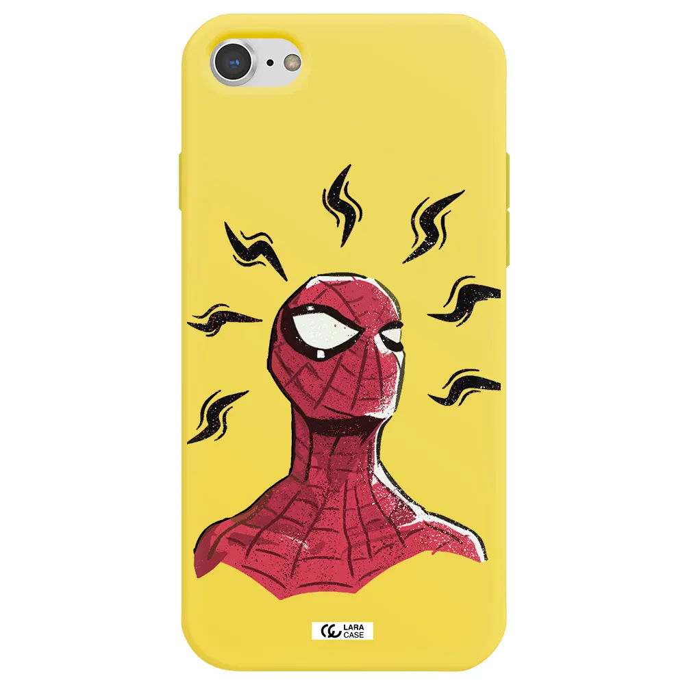 a cartoon of a red spider man Apple iPhone 8 Silicone canary yellow Case