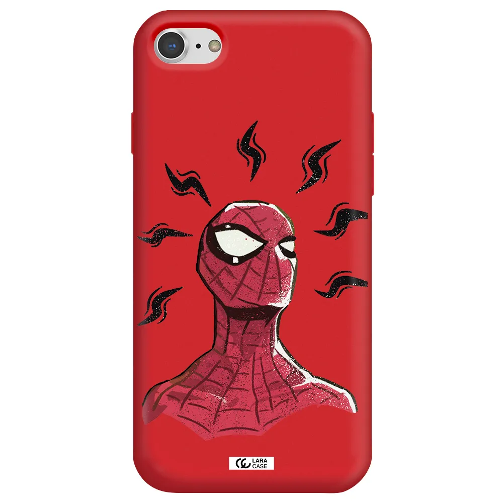 a cartoon of a red spider man Apple iPhone 8 Silicone Imperial Red Case