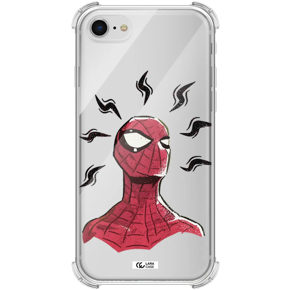 a cartoon of a red spider man Apple iPhone se 2020 Clear PC Case