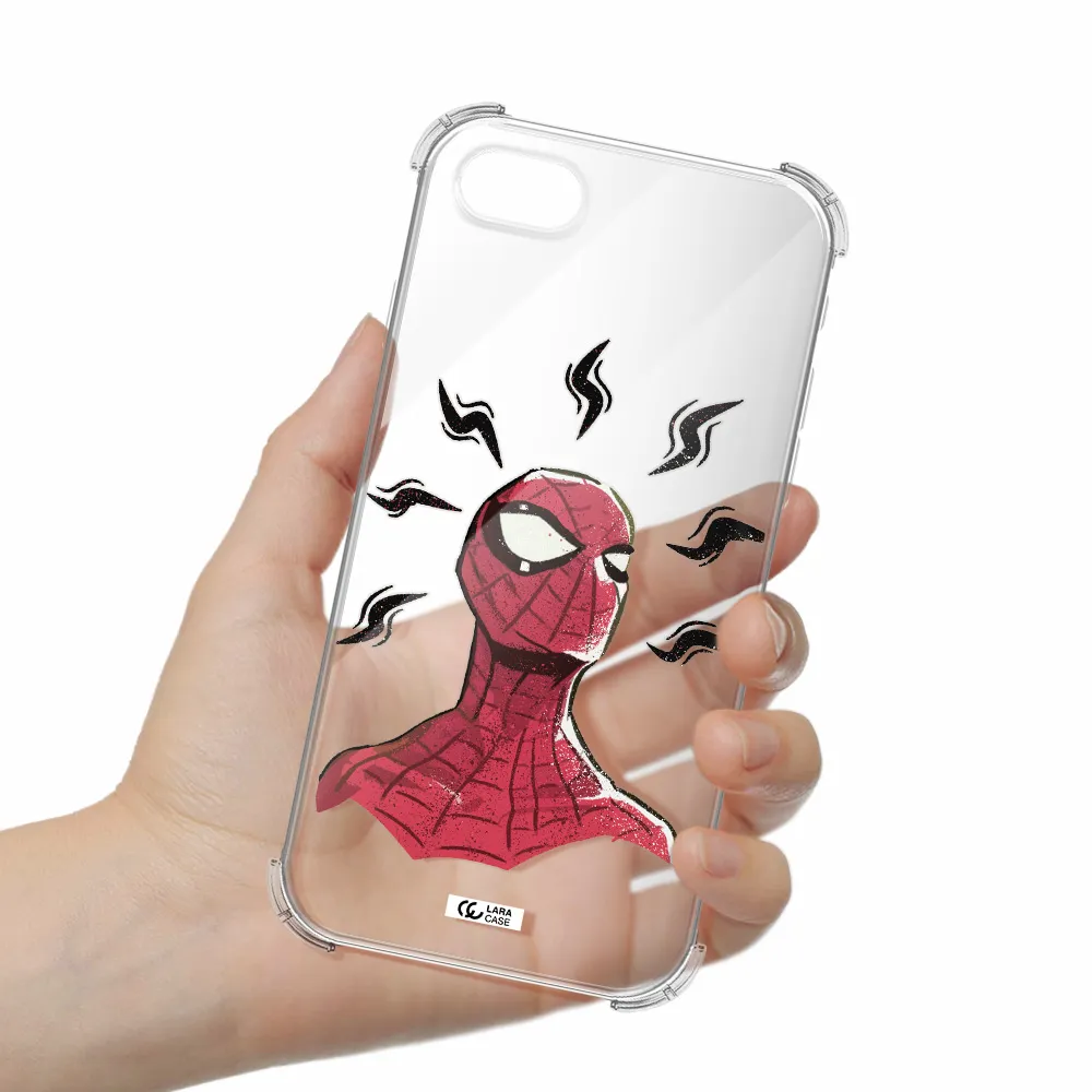 a cartoon of a red spider man Apple iPhone se 2020 Clear PC Case