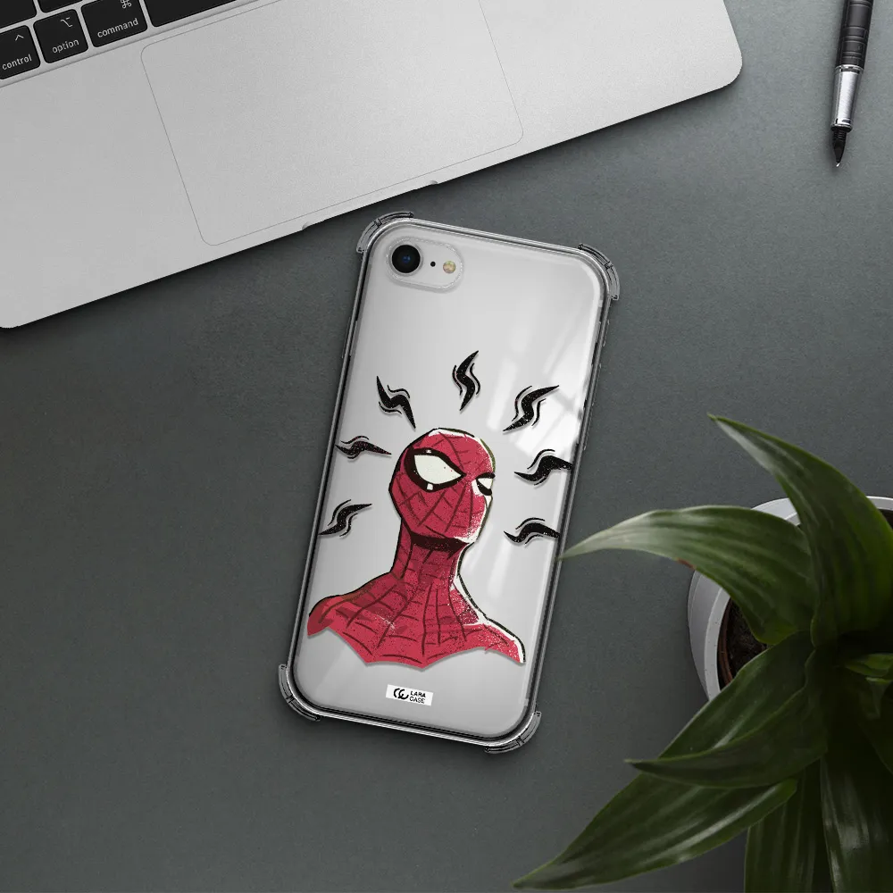 a cartoon of a red spider man Apple iPhone se 2020 Clear PC Case